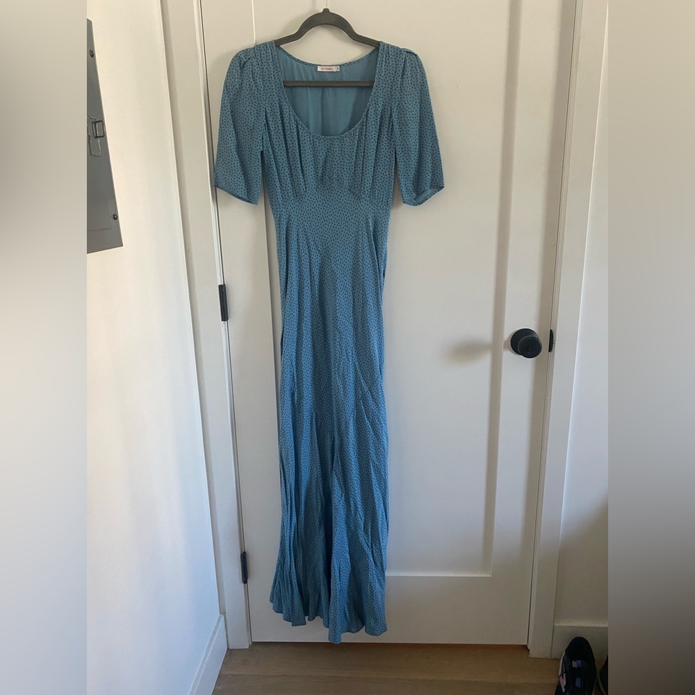 Scoop Neck Blue Ditzy Print Lily Ashwell Maxi Dress